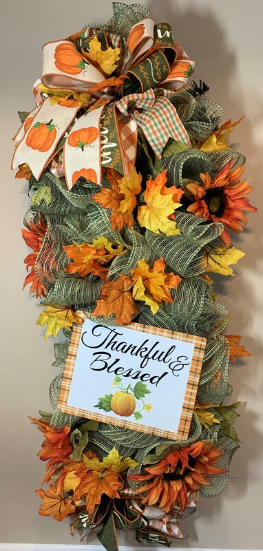 Thankful and Blessed Fall Swag for Front Door